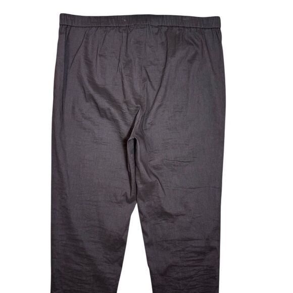 Theory Espresso Brown Organic Crunch Linen Basic Ankle Pull On Pant - Picture 4 of 8